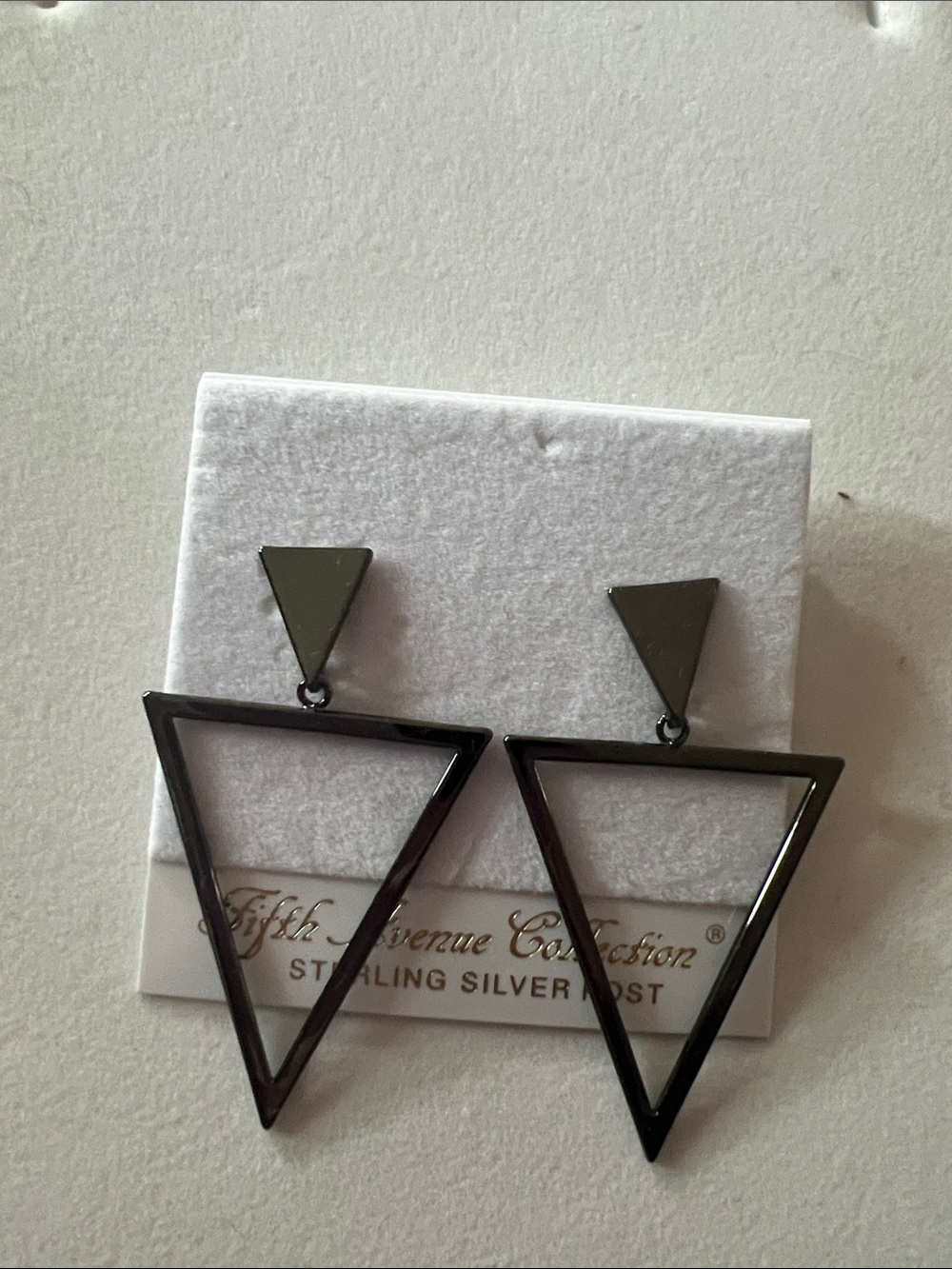 Fifth Avenue Collection Black Open Triangle Drop Earrings